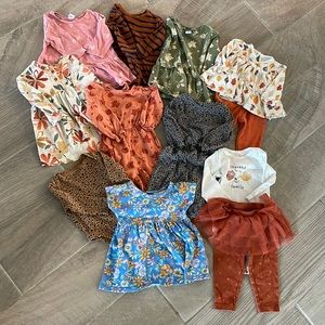 Baby Girl 12 Piece Fall Bundle - Size 3-6M.